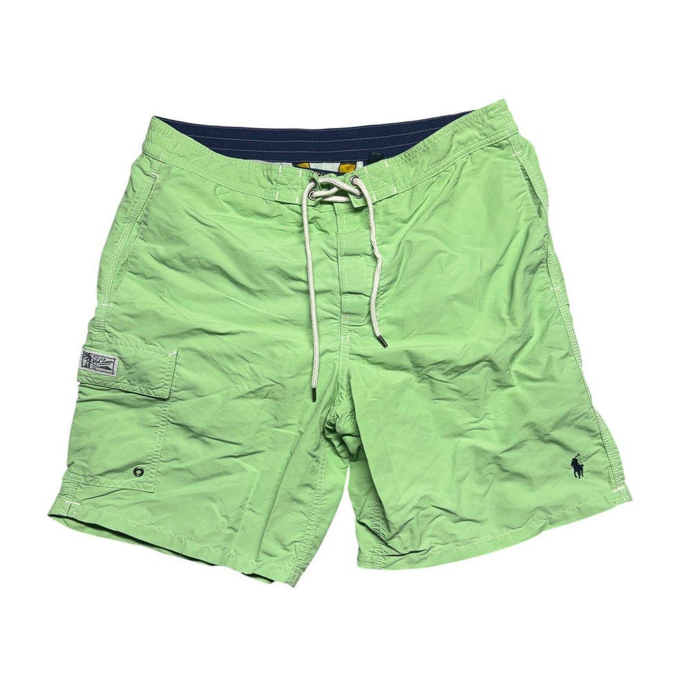 Polo Ralph Lauren Mens‎ Lime Green Cargo Swim Trunks Board Shorts Size M